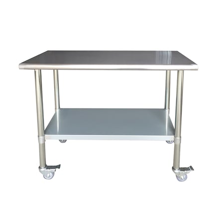 Sportsman Stainless Steel Work Table with Casters 24" x 48" SSWTWC48